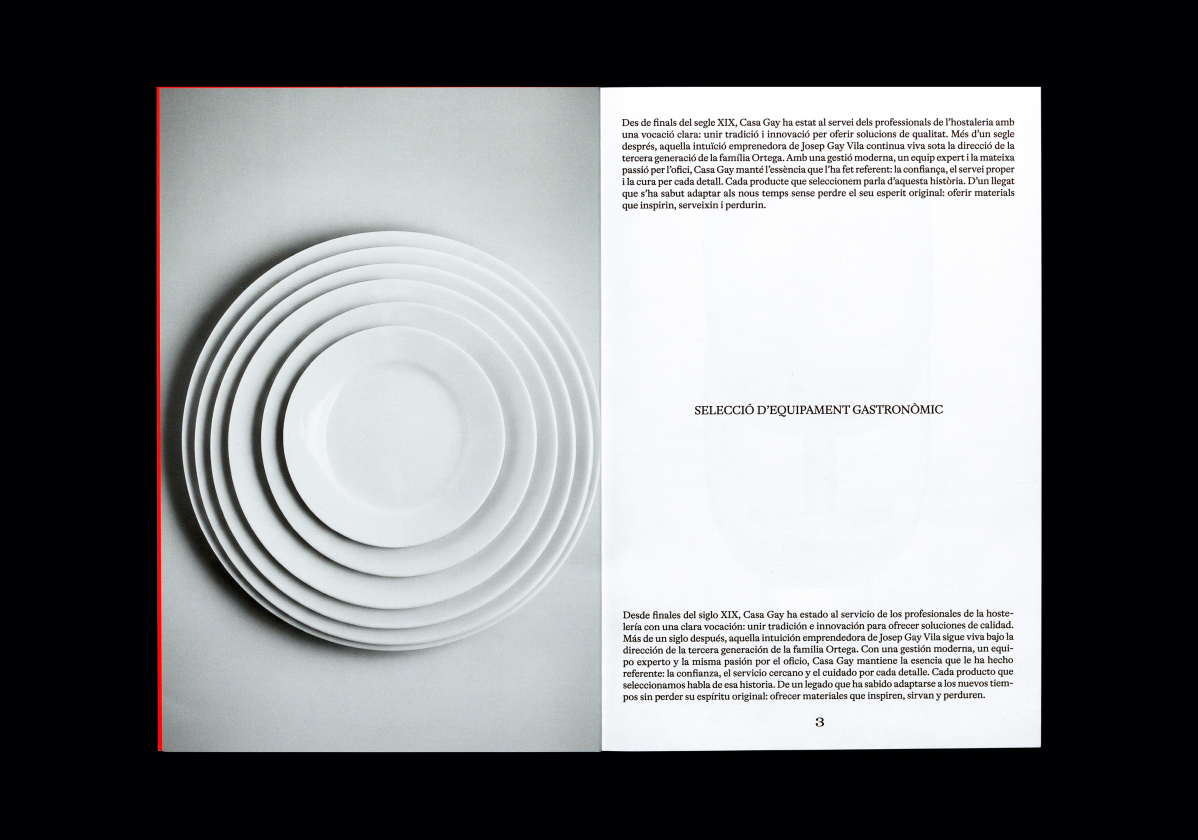 Editorial design & Art Direction by Clase Bcn for Casa Gay, selection of gastronomic equipment and materials for events – Clase bcn